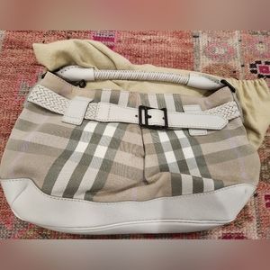Authenticate Burberry Pink/gray/white/khaki Nova Check Hobo